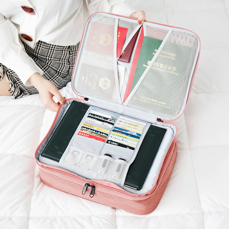 

Travel Double Layer Waterproof Document Package Multi-functional Cloth Organized Zip Bag Business Briefcases Handbag Accessories