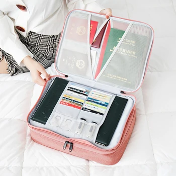 

Waterproof Layer Travel Double Document Package Briefcase Certificate Organizer Zip Bag Business Notebook Handbag Accessories