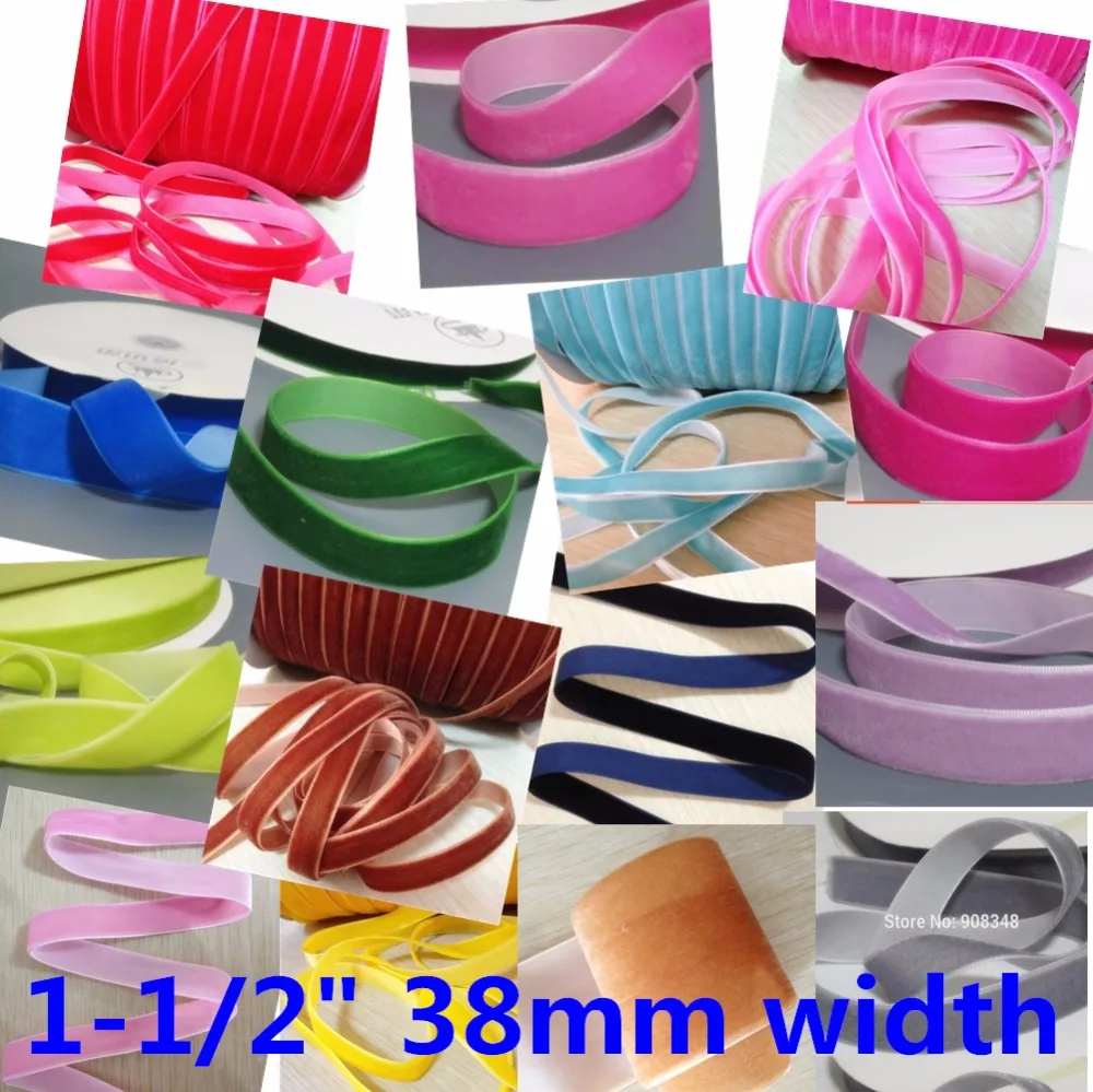 

1-1/2" 38mm single face Velvet ribbon None-Elastic velour ribbons V038