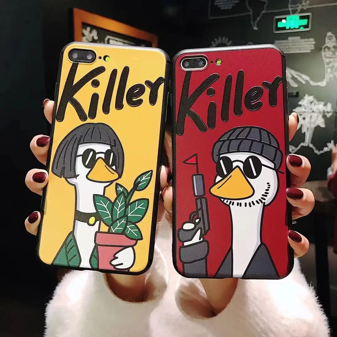 

Kawaii duck killer Leon Professional cute anime phone case For coque iPhone 7 8 6s 6 plus case silicon for iPhone cover X XS XR