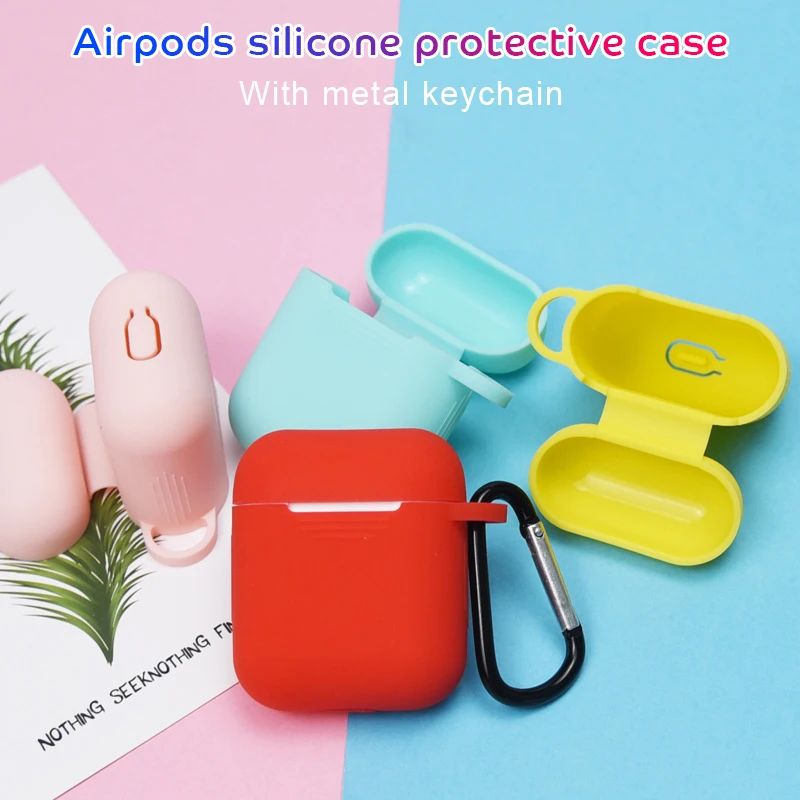 

Silicone Earphone Case For Airpods 1 Case Wireless Bluetooth Earphone Cases For Headphone Air pods 1 Case With KeyChain