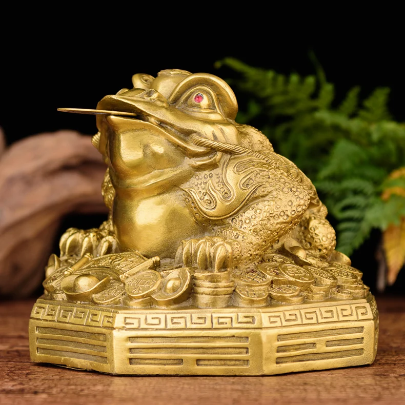 BOYULL Feng Shui Money Frog H Statue,Feng Shui Decor,6.9 x 6.5 Three Legged Wealth Frog or Money Toad W