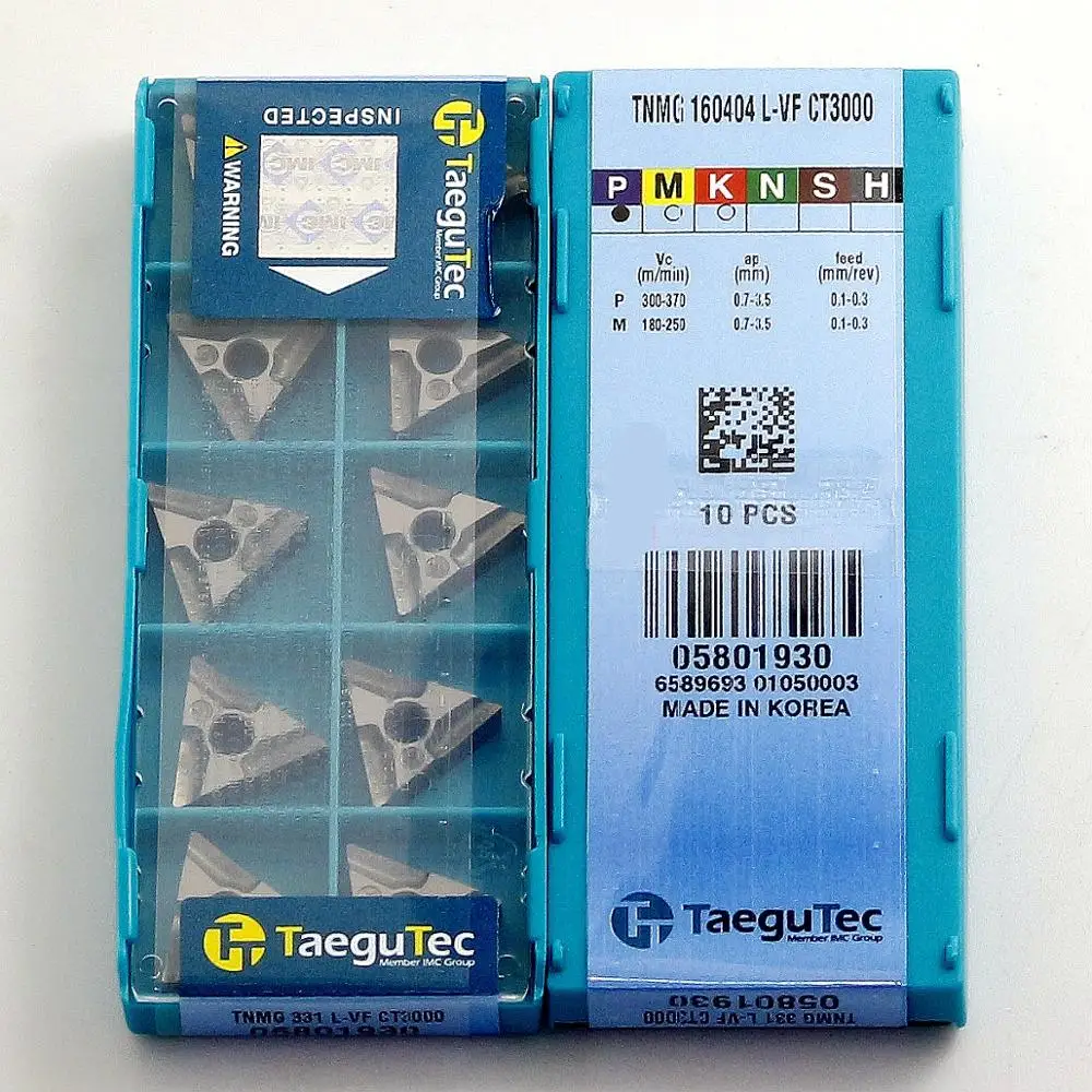 

TNMG 160404 L-VF CT3000 TaeguTec Negative Triangular External Turning Inserts