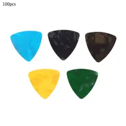 Медиатор для гитары 100 шт треугольные целлюлоидные инструменты 0,46 мм случайный цвет