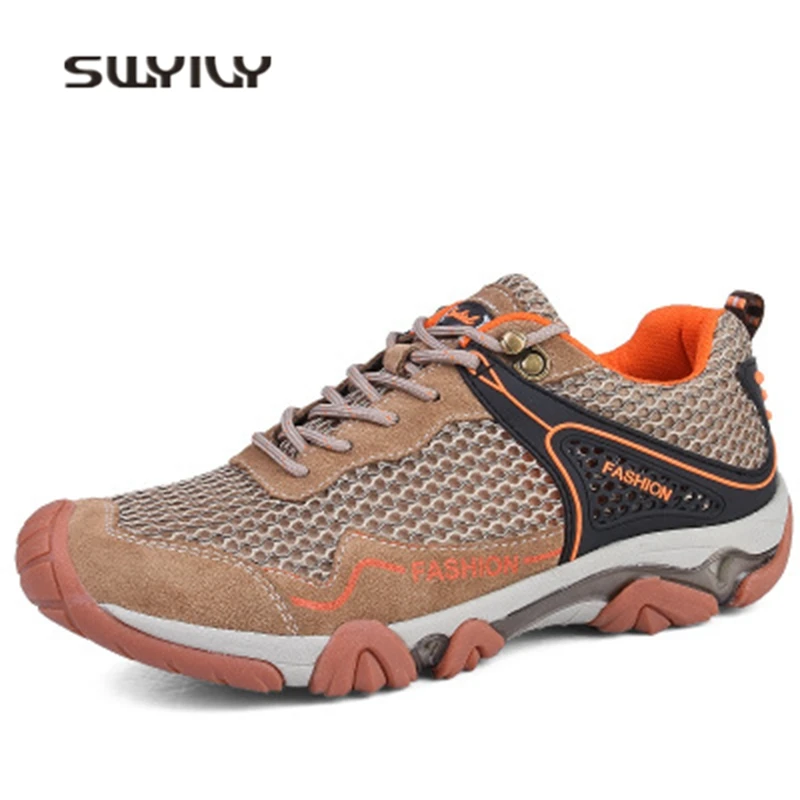 SWYIVY Men Hiking Shoes Mesh Breathable Anti-slip 2018 New Summer Outdoor Men