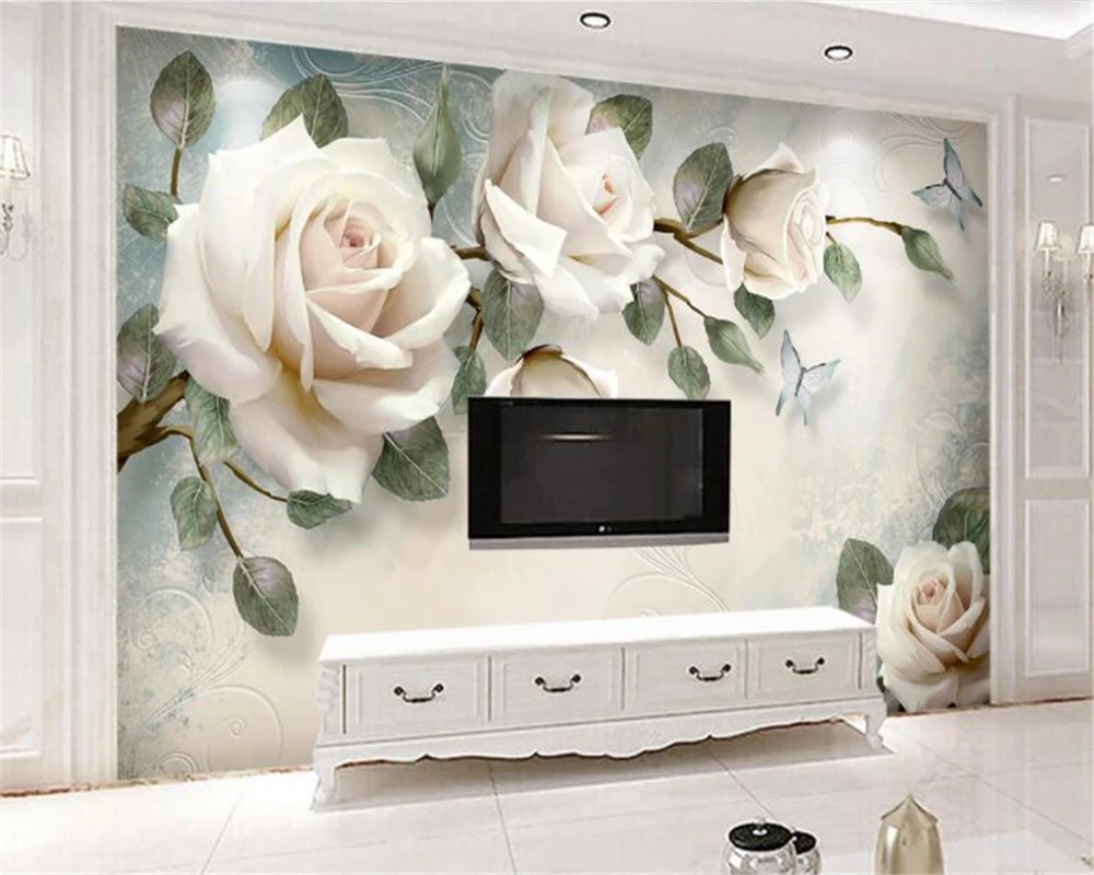 Beibehang пользовательские обои настенные Современные ручная роспись цветы Европейский стиль ТВ фоны стены гостиной спальни 3d обои