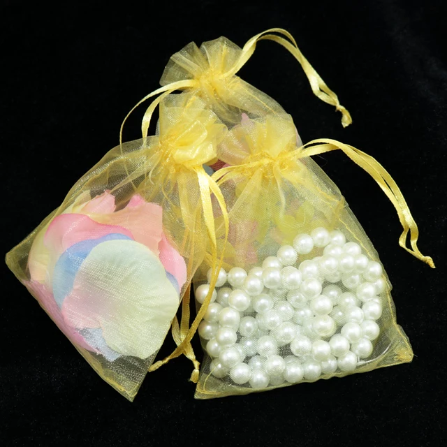 Aliexpress Whole 500pcs High Quality 17x23cm Large Whole 500pcs High Quality 17x23cm Large Organza Bag Gold Color Wedding Gift Candy Bags Jewelry Package