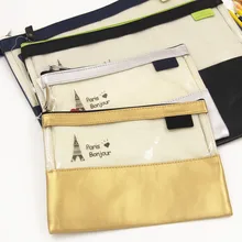 1 шт.; ; детское нижнее белье в Корейском стиле бумажный мешок водонепроницаемый a4 офисная Сумка для документов Студенческая Канцелярия на молнии, экокожа(полиуретан), пакетик с дополнительными материалами, с логотипом