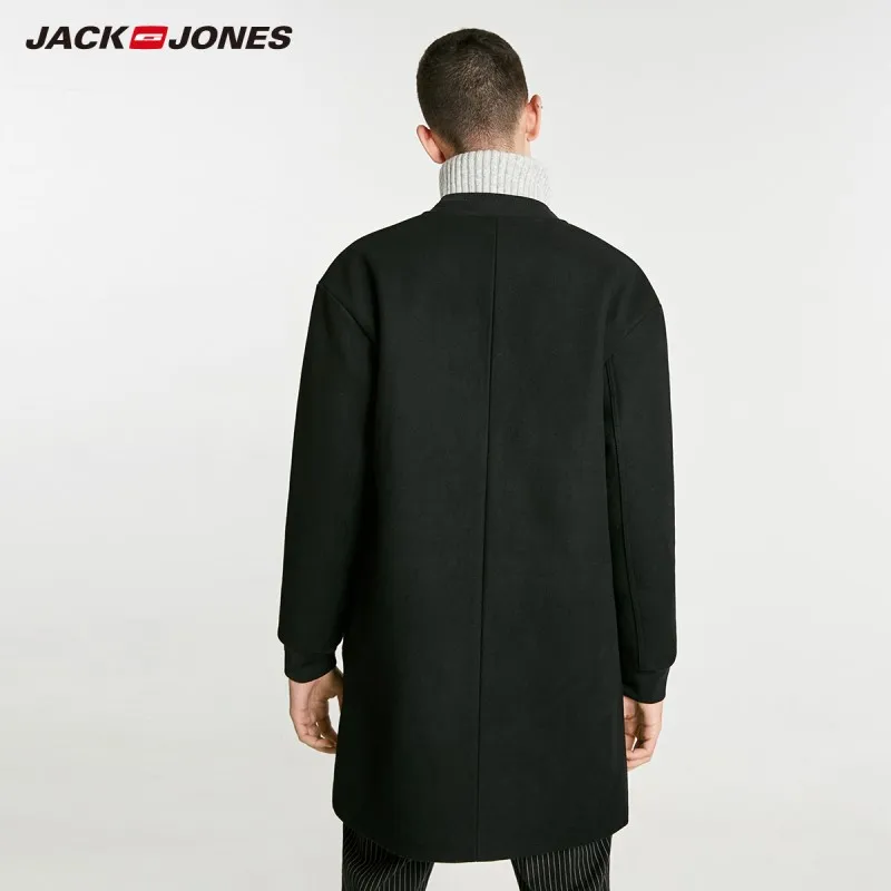 JackJones мужское шерстяное пальто с воротником Basball, длинная куртка, Мужская одежда 218427509