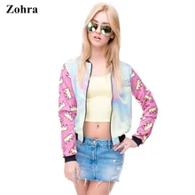 Zohra Hot sale Brand Women Bomber Jacket 3D Printed Princess Crown Outwear Coats University College chaquetas Basic Jackets