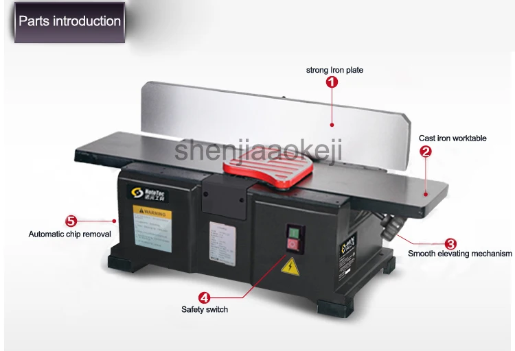 1 шт. 6-дюймовый стол фуговальный станок по дереву 220V 1100W автоматическое вакуумирование под разными углами бэк чугунная плита пластический строгальный станок