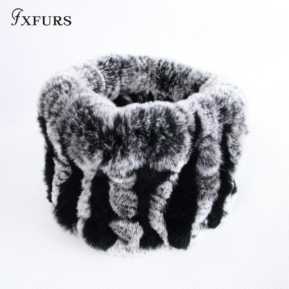 FXFURS 2019 Fur muffler scarf pullover women's autumn and winter thermal rex rabbit hair scarf winter warm fur ring headband