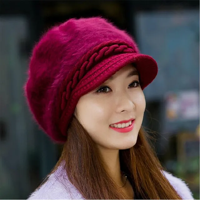 Fox fur ball cap winter hat women beanies cap 1