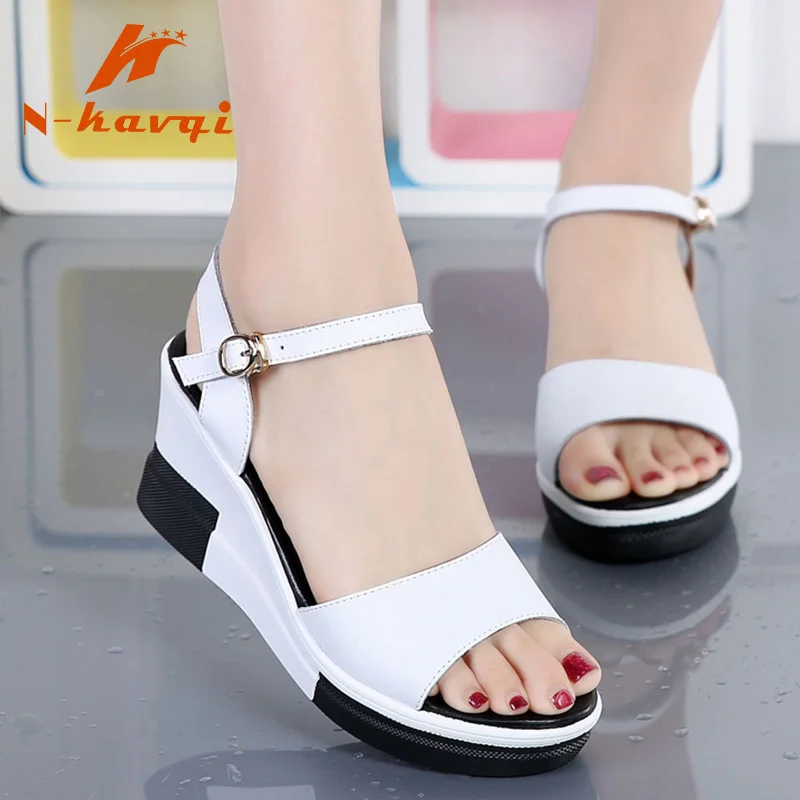 NKAVQI مصمم النساء اصبع القدم مفتوحة الصنادل المرأة منصة عالية الكعب أسافين أحذية للنساء مثير الصنادل الإناث إسفين Sandalias موهير