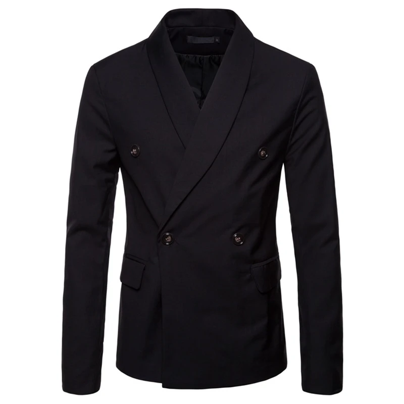 

Blazers Men Suits Spring Autumn 2019 New Men's Casual Solid Color Double-breasted Shaw Collar Suit Blazer Masculino