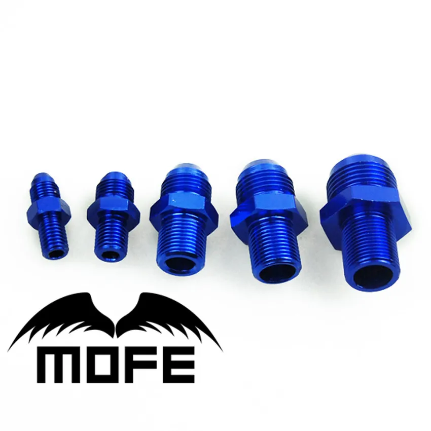 -4 AN to M10x1.0 Fuel Fitting Blue Anodized Aluminum Male Flare AN TO Male Metric Thread Straight Pipe Adapter