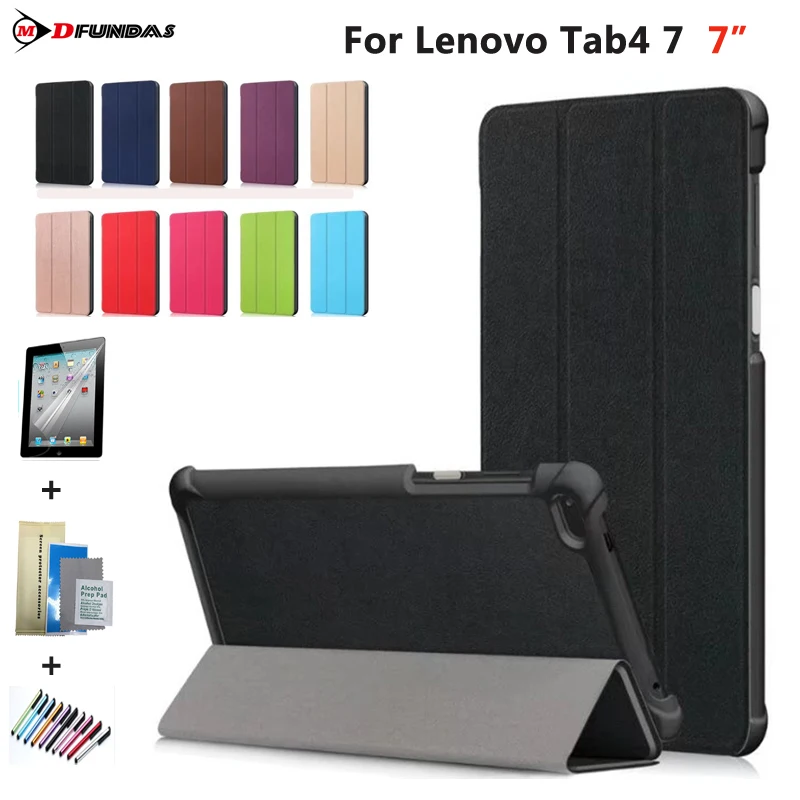 

MDFUNDAS Plain Flip Case Cover For Lenovo Tab 7 TB-7504N Tri-folding Tablet Shell For Lenovo Tab 4 7 Case Tab4 7 TB-7504F +Film