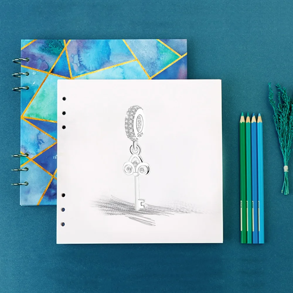 EUDORA Romantic New 100% 925 Sterling Silver Key Lock of True Love Pendant Charm fit Women Bracelet Necklace DIY Jewelry CYZ055 Fashion Jewelry