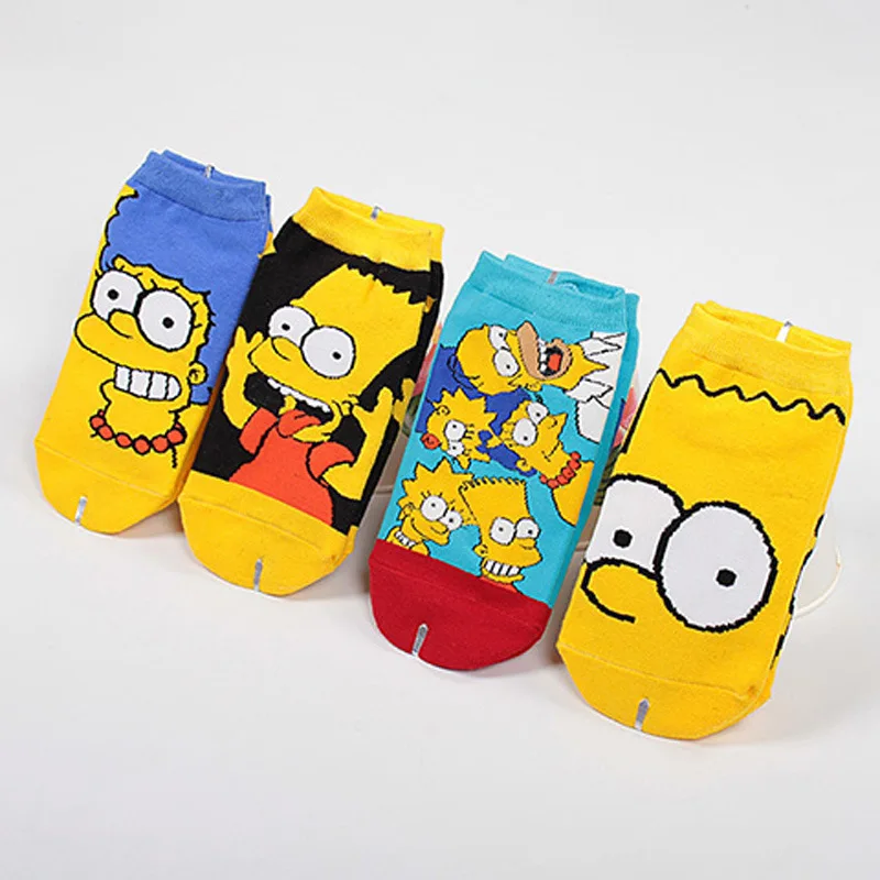 Милые весенне-летние женские нескользящие носки Kawaii с героями мультфильма Симпсоны, невидимые носки Moomin, удобные спортивные носки с низким вырезом - Цвет: Random Design