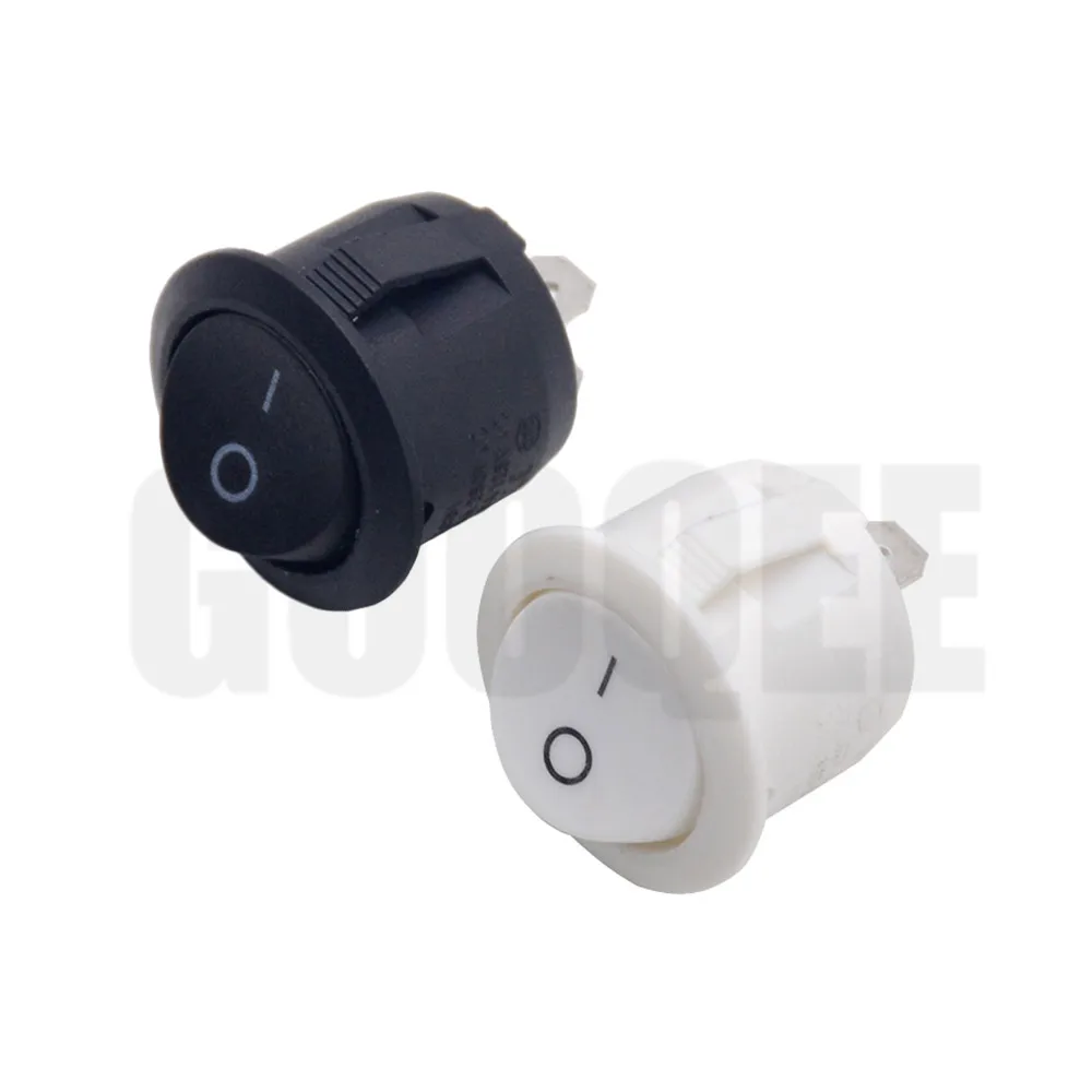 

10PCS SPDT Small Round Boat Rocker Switches Black Mini Round Black White 2 Pin ON-OFF Rocker Switch