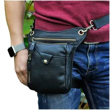 Высокое качество Crazy Horse Натуральная кожа Мужская модная черная Маленькая поясная сумка-мессенджер поясная сумка с капельками 211-5b