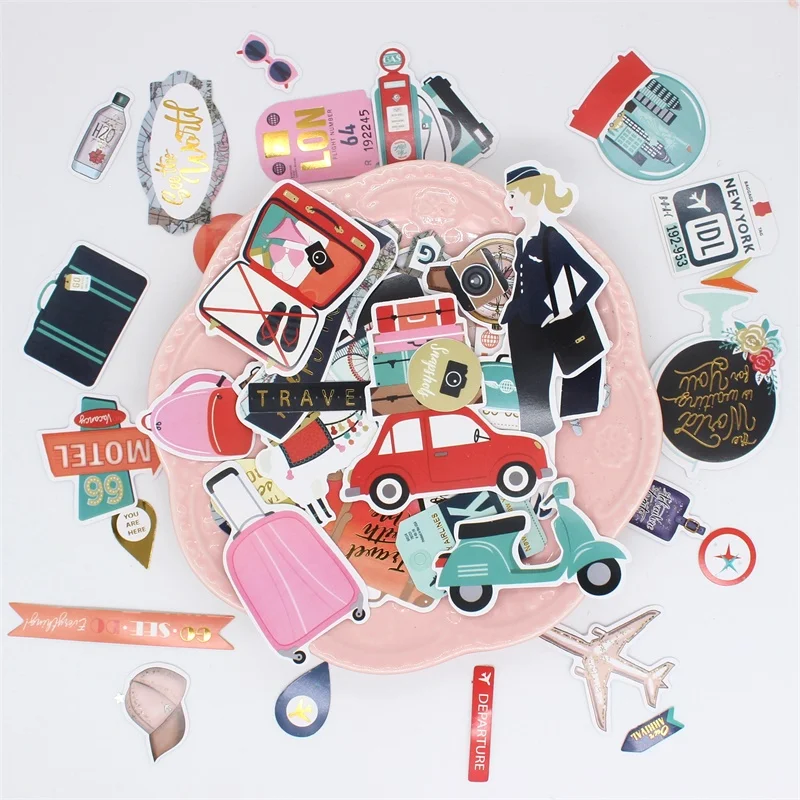 

KSCRAFT 56pcs Happy Travels Paper Stickers for Scrapbooking Happy Planner/ DIY Crafts/ Card Making Decoration