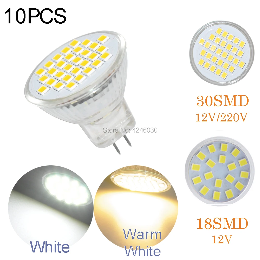 JYL 10 шт Высокая мощность MR11 GU4 2835 SMD 18/30 СИД лампа стеклянный светильник точечного