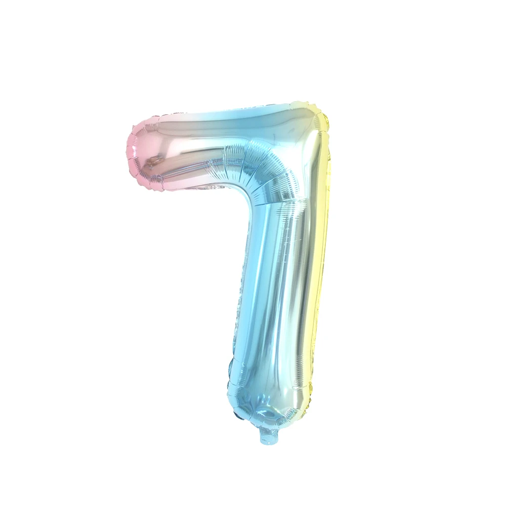 Gradient Number 7 Градиент цвета любовь письмо с днем рождения фольги воздушный шар Радуга Звездный номер Свадебный шар День рождения ребенок душ Декор - Цвет: Gradient Number 7