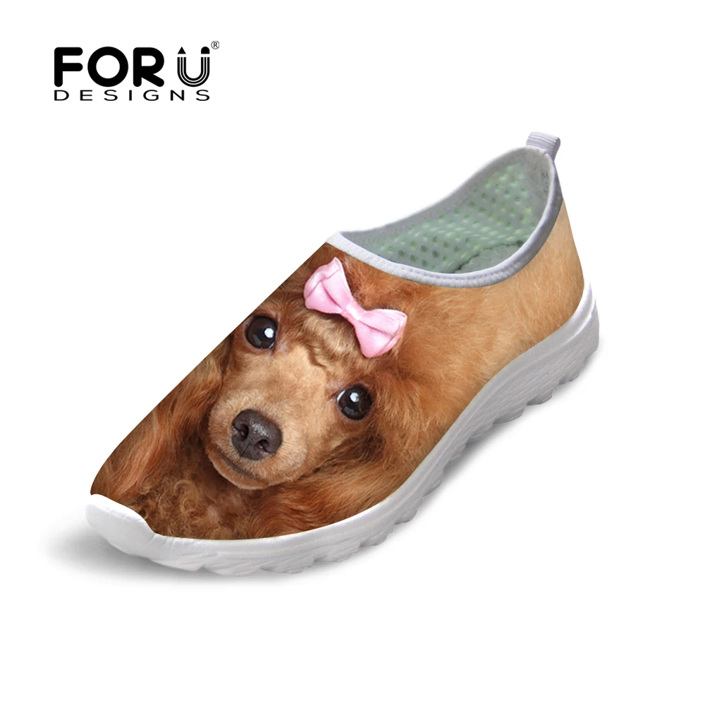 

FORUDESIGNS Fashion Summer Women Light Slip on Mesh Shoes Breathbale Cute 3D Animals Dog Cat Flats Shoes Female Beach Walk Shoe