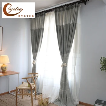 

{byetee} Flax Linen Luxury Curtains Modern Living Room Bedroom Blackout Curtains Window Customize Door Curtain Drapes