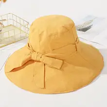 Женская шляпа с бантиком в рыбацком стиле Harajuku Защита от солнца Шляпа Пляжная летняя дизайнерская рыболовная Панама шляпа Панама модные шляпы