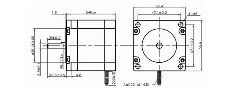 2 фазы NEMA 23 54 мм Leadshine гибридный шаговый двигатель 57HS09