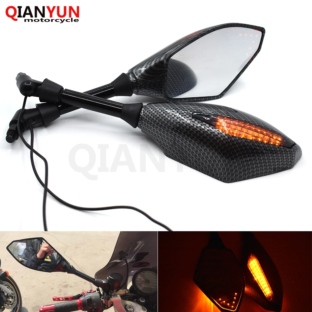 

Universal 10 mm motorcycle LED turn signal rear view mirror side mirror for Kawasaki ZXR400 GPZ500S EX500 NINJA500 ER-5 W800