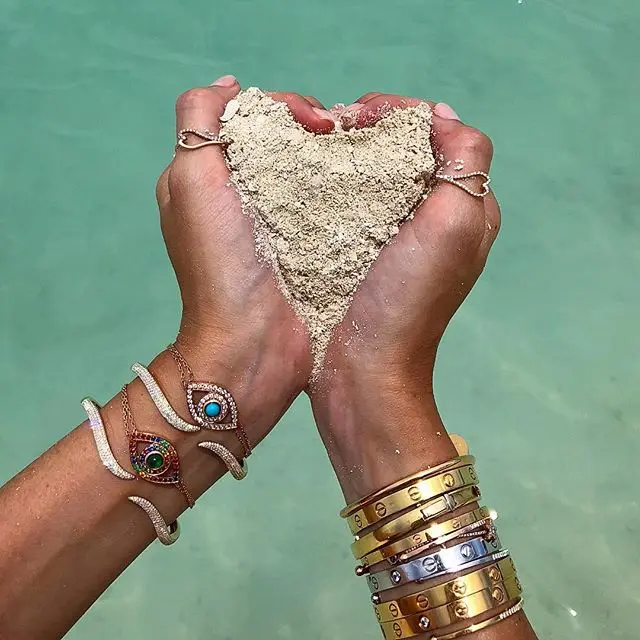 

2018High quality rose gold color colorful stone Bracelet Evil Eye bracelet for women girls birthday party Jewellery accessories