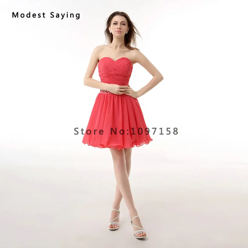 coral Новинка vestido de formatura curto сексуальные коралловые короткие платья для выпускного вечера с бисером Формальные мини 8 класс выпускные платья - Цвет: coral