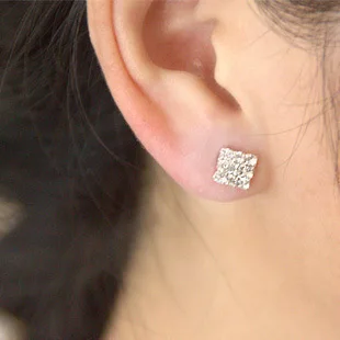 Shiny Square Rhinestone Magnet Magnetic Clip On Earrings Womens Mens Shiny Square Rhinestone Magnet Magnetic Clip On Earrings Womens Mens Without Pierced Ear In From Jewelry Accessories