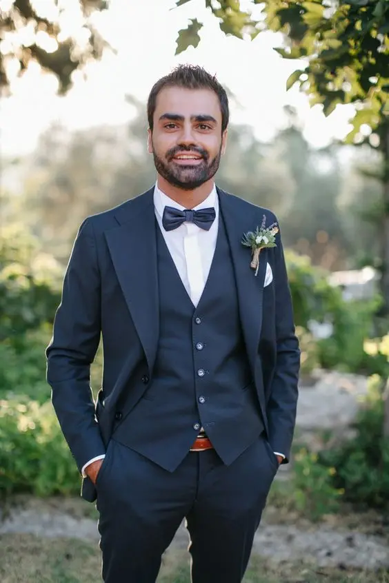 Latest Coat Pant Designs Navy Blue Formal Wedding Suits