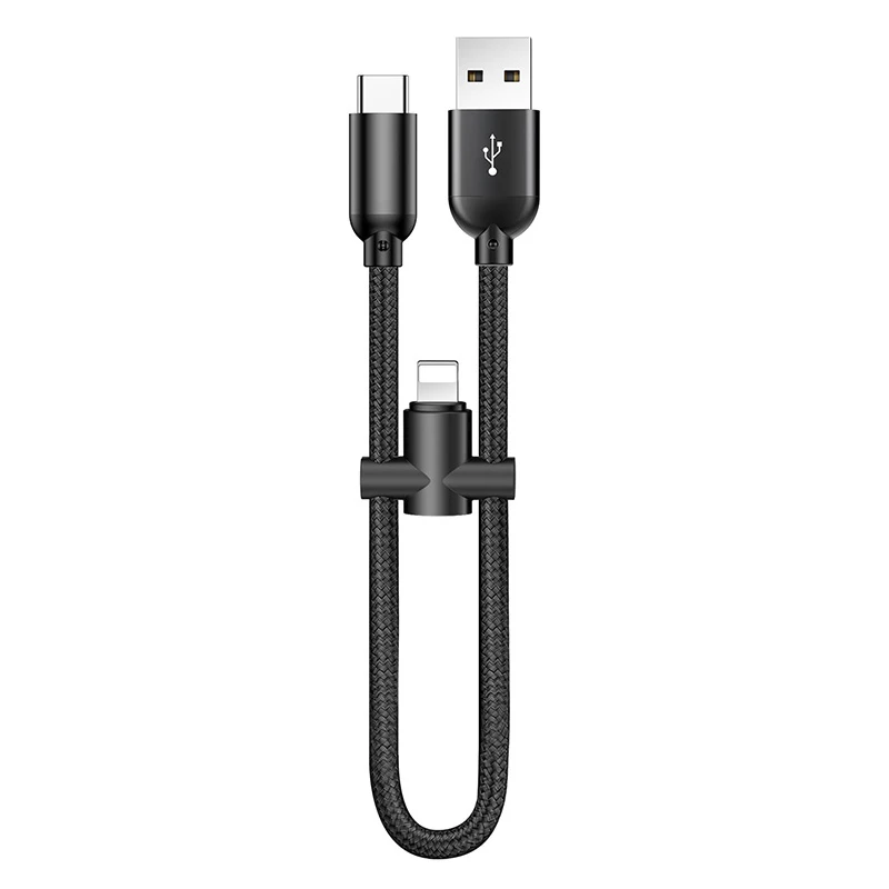 

2 in 1 for usb c to lightning micro usb charging cable for iPhone Samsung huawei xiaomi usb type c cable charger short Android