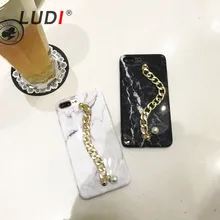 Луди 2018 Новый Мрамор телефона чехол для iPhone X 8 7 7 Plus Перл Золотая цепь Fundas для iphone6plus 6 6S 8 плюс тонкий чехол для леди