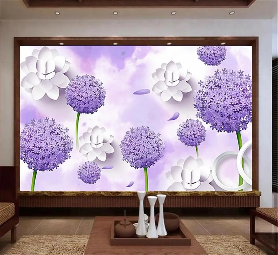 3d壁紙写真壁紙カスタムリビングルーム壁画タンポポの花絵画ソファテレビの背景ステッカーの壁紙3d Wallpaper For Walls 3d 3d Wallpaperphoto Wallpaper Aliexpress