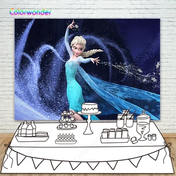 

Princess Series Birthday Party Photography Background Frozen Queen Elsa with Magic 7x5ft Ice World Backdrop for Baby Shower Prop