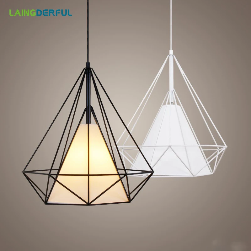 LAINGDERFUL Nordic Iron Pendant Light Cage Industrial Guard Cover Diy Retro Lampshade Classic Black Bulb Lamp | Освещение
