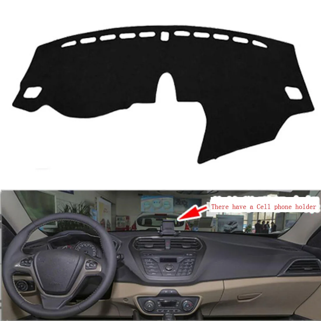 

Dongzhen Fit For Ford ESCORT 2015-2016 With Cell Phone Holder Car Dashboard Avoid Light Pad Instrument Platform Dash Board Cover
