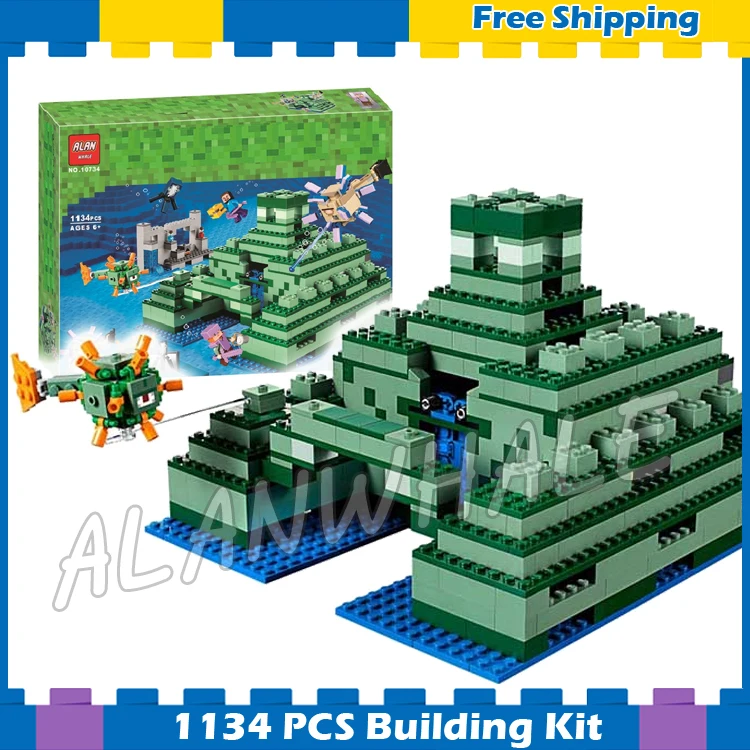 

1134pcs My World The Ocean Monument Water Sponge Guardian 10734 Model Building Blocks Toy Brick Compatible with Lego Minecrafted