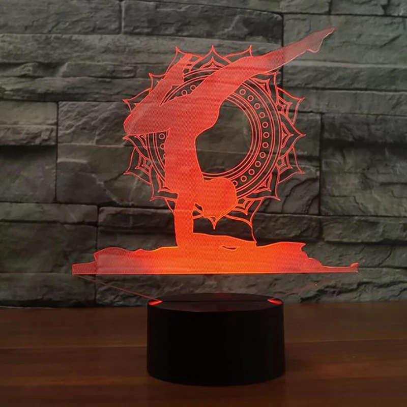 USB настольная лампа для йоги 3D LED Lampara танцор ночные светильники 7 видов цветов