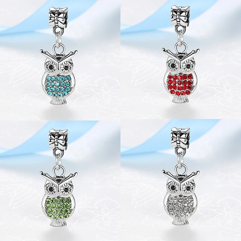 Bead Charm Fashion European Night Owl Pendant Beads Fit  Women DIY Bracelets & Bangles Jewelry