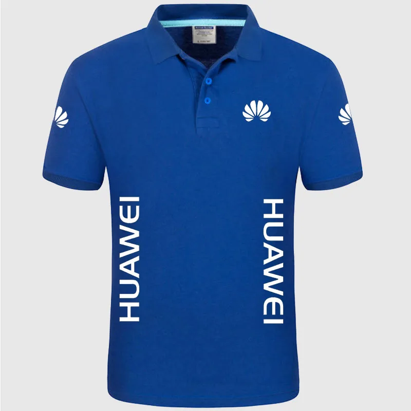 

Summer High quality brand HUAWEI logo polo short sleeve shirt Fashion casual Solid Polo Shirt unisex shirts