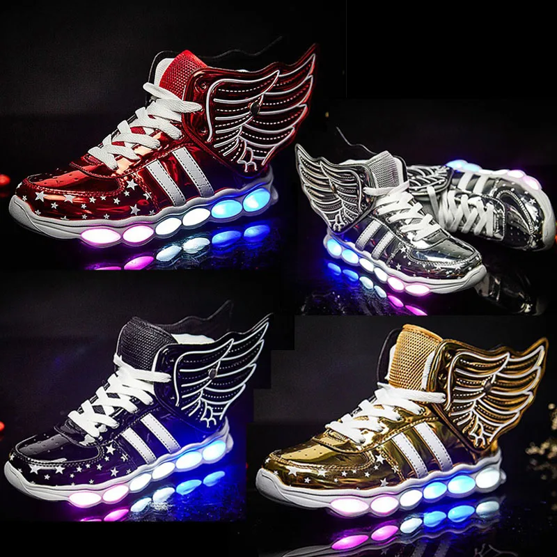 

Kids Light Shoes With Wings Kid Sneakers Glowing Sneakers Children Shoes Casual With LED Light up Sport Shoes chaussure enfant