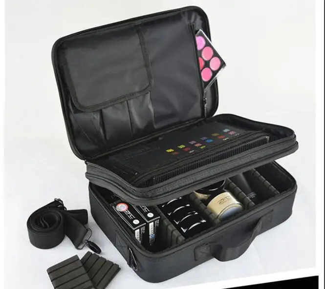 

Professional Oxford Cosmetic case Large capacity makeup bag with division Portable adjustable organizer storage bag bolso mujer