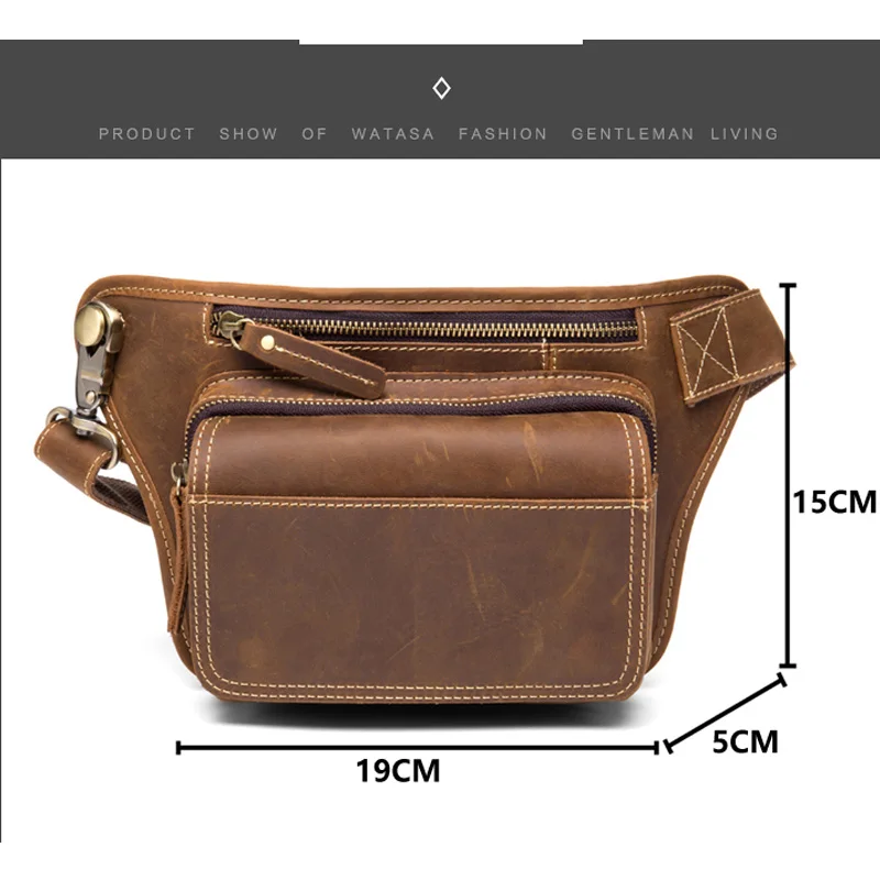 New Belt Bag Men Waist Bag Phone Purse Zipper Black Pack Genuine Leather male Waist Packs Crossbody Chest Bags sac banane